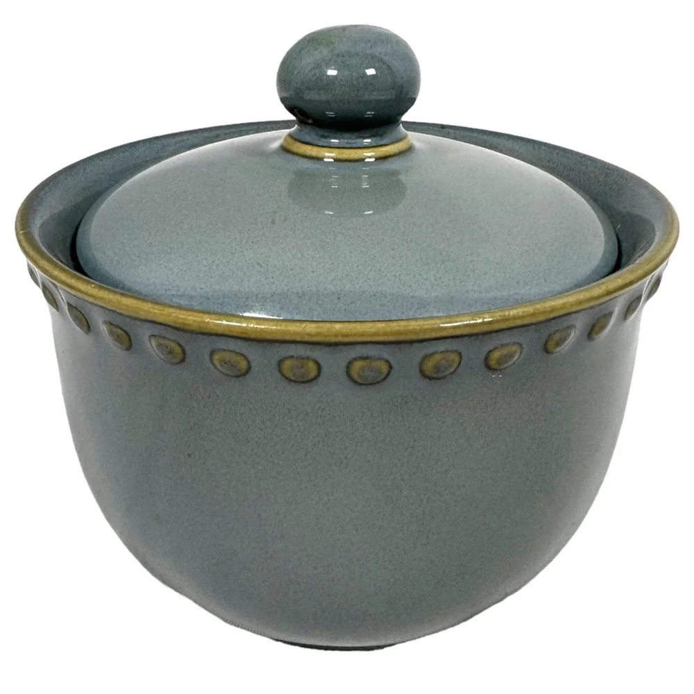 Vintage Dansk Reactic Slate Gray Dinnerware Set Milk Creamer & Sugar Bowl W/ Lid